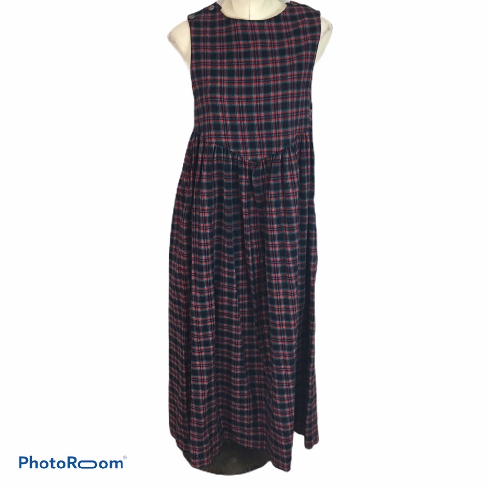 Vintage 80s 90s Laura Ashley Vintage Plaid Tartan Pinafore Dress 8 UK 6 US